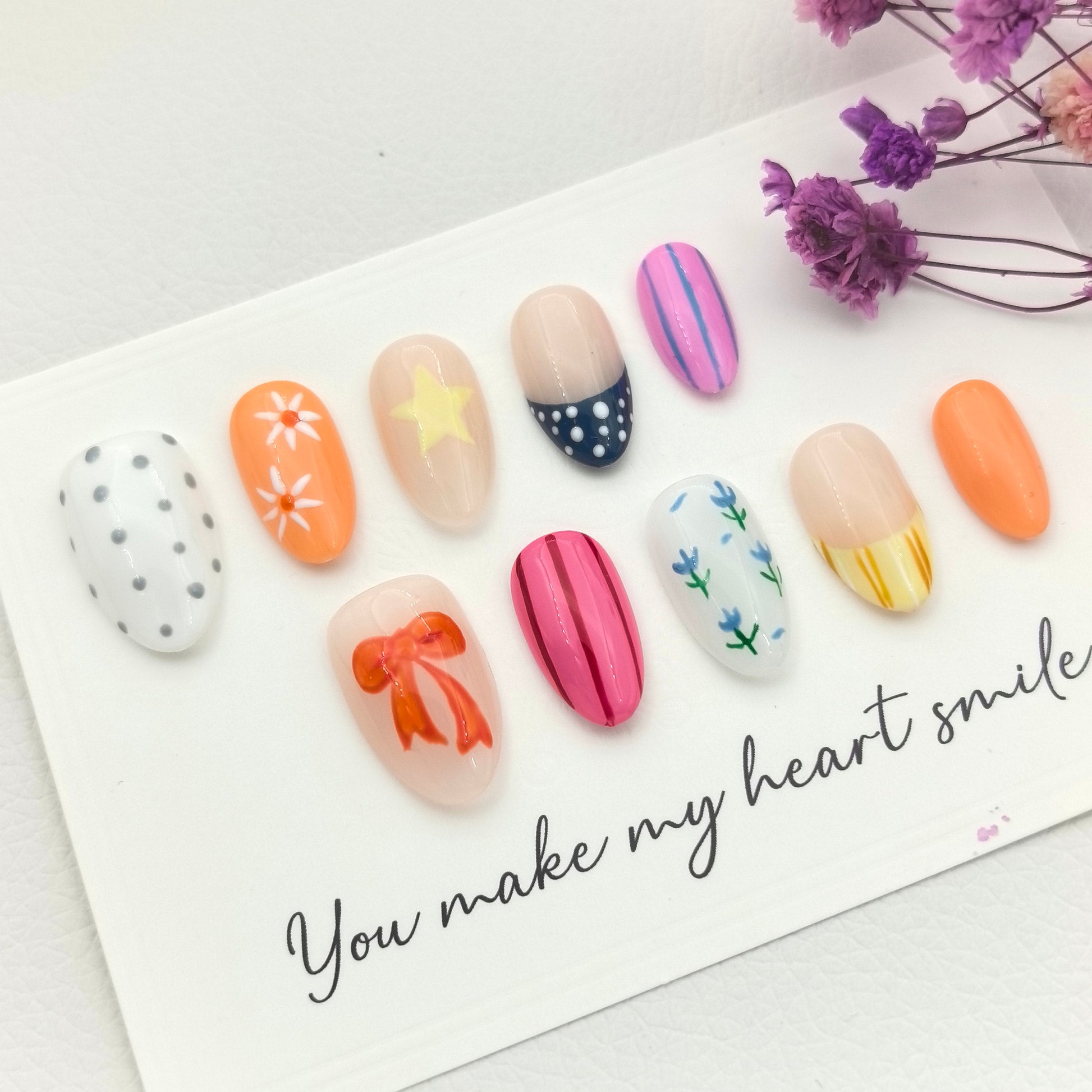 Fresh & Delicate Hand-Painted Premium Press-on Nails
