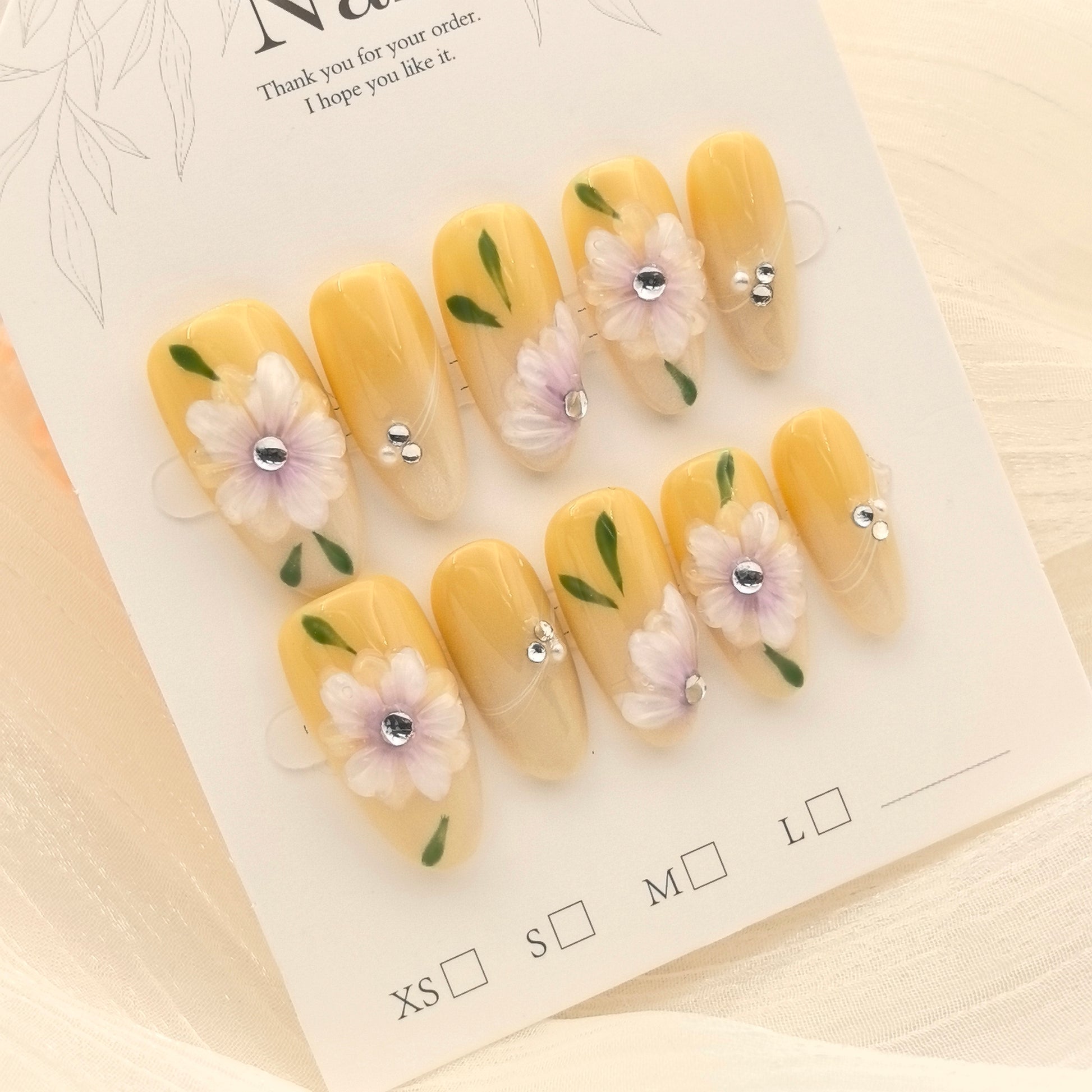 Delicate Ice Flower 3D Handmade High-Quality Press-on Nails